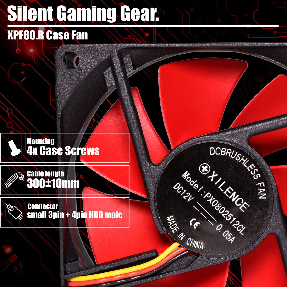 Xilence XPF80.R 80mm Performance Ventilator voor pc-behuizing, 3PIN