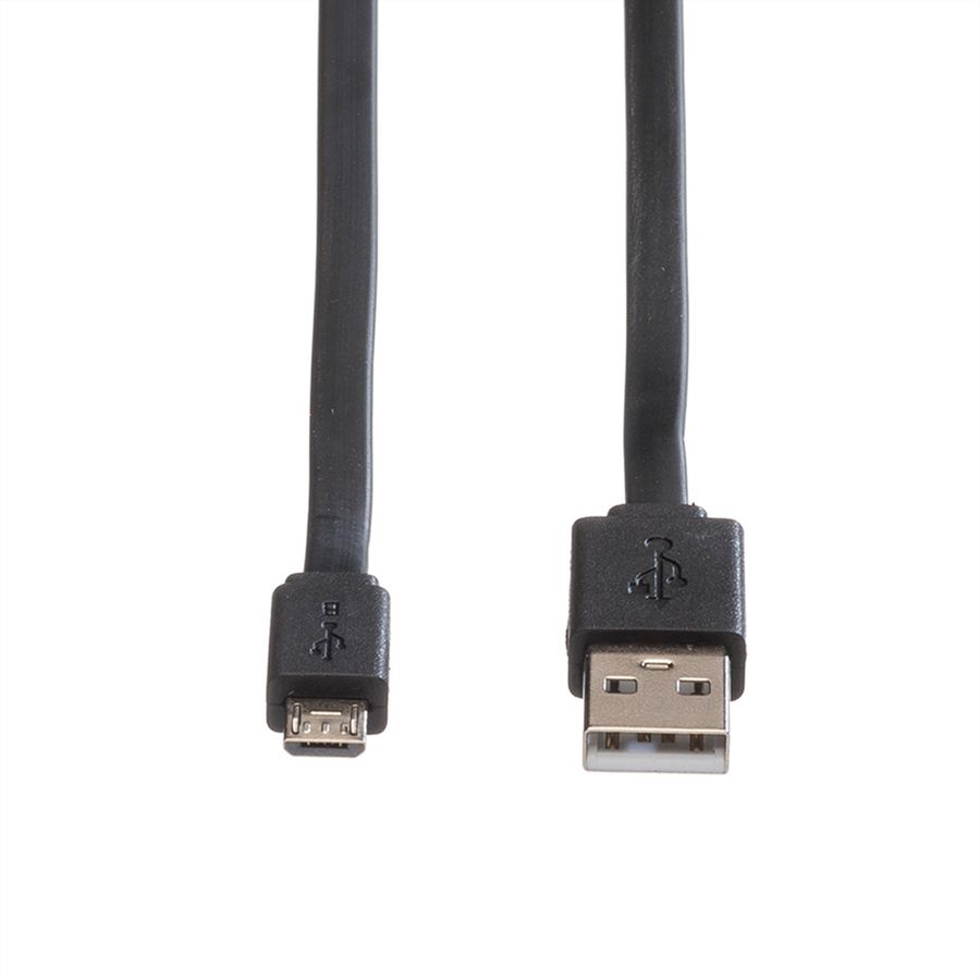 ROLINE USB 2.0 kabel, USB A M - Micro USB B M, zwart, 1 m