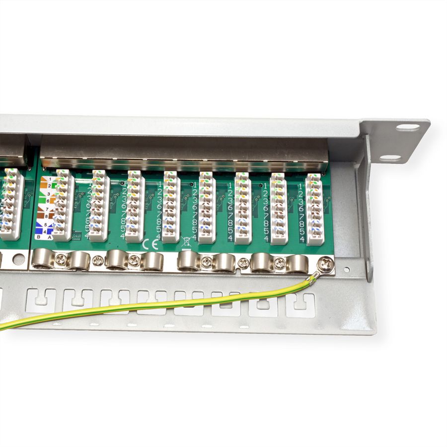 VALUE Cat.6A (Class EA) 19" Patch Panel, 24 Ports, shielded, grey