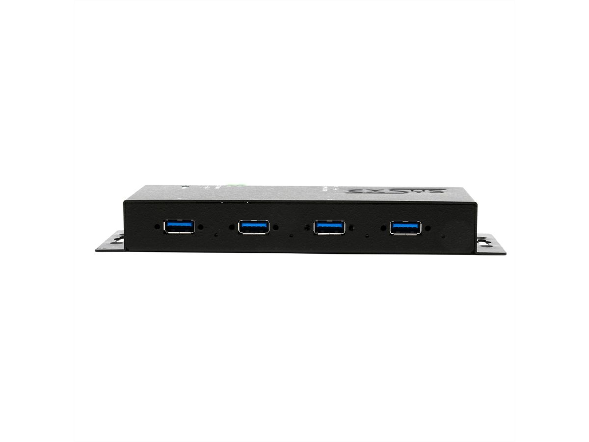 EXSYS EX-1184HMVS-2 4-Port Metall USB 3.2 Gen1 inkl. verschraubbares Kabel Surge Protection