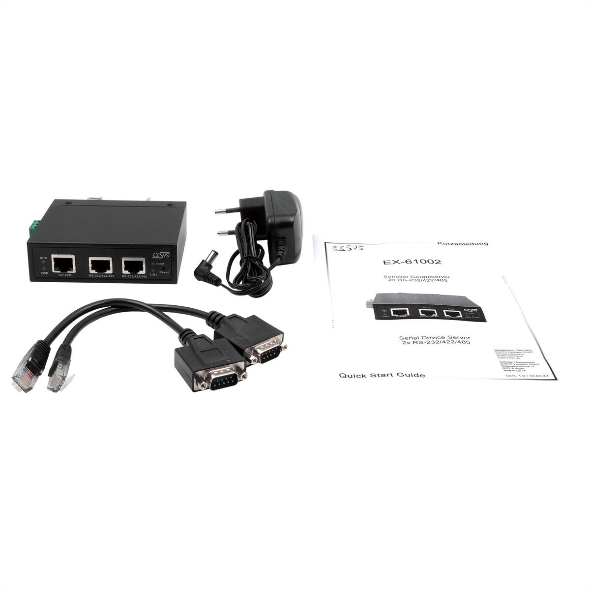 EXSYS EX-61002 Ethernet zu 2 x Seriell RS-232/422/485