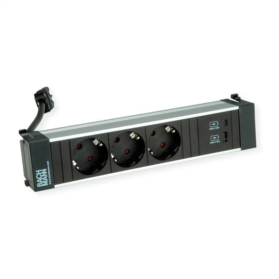BACHMANN POWER FRAME M 3xCEE7/3, USB A&C 22W Charger 0.2m GST18