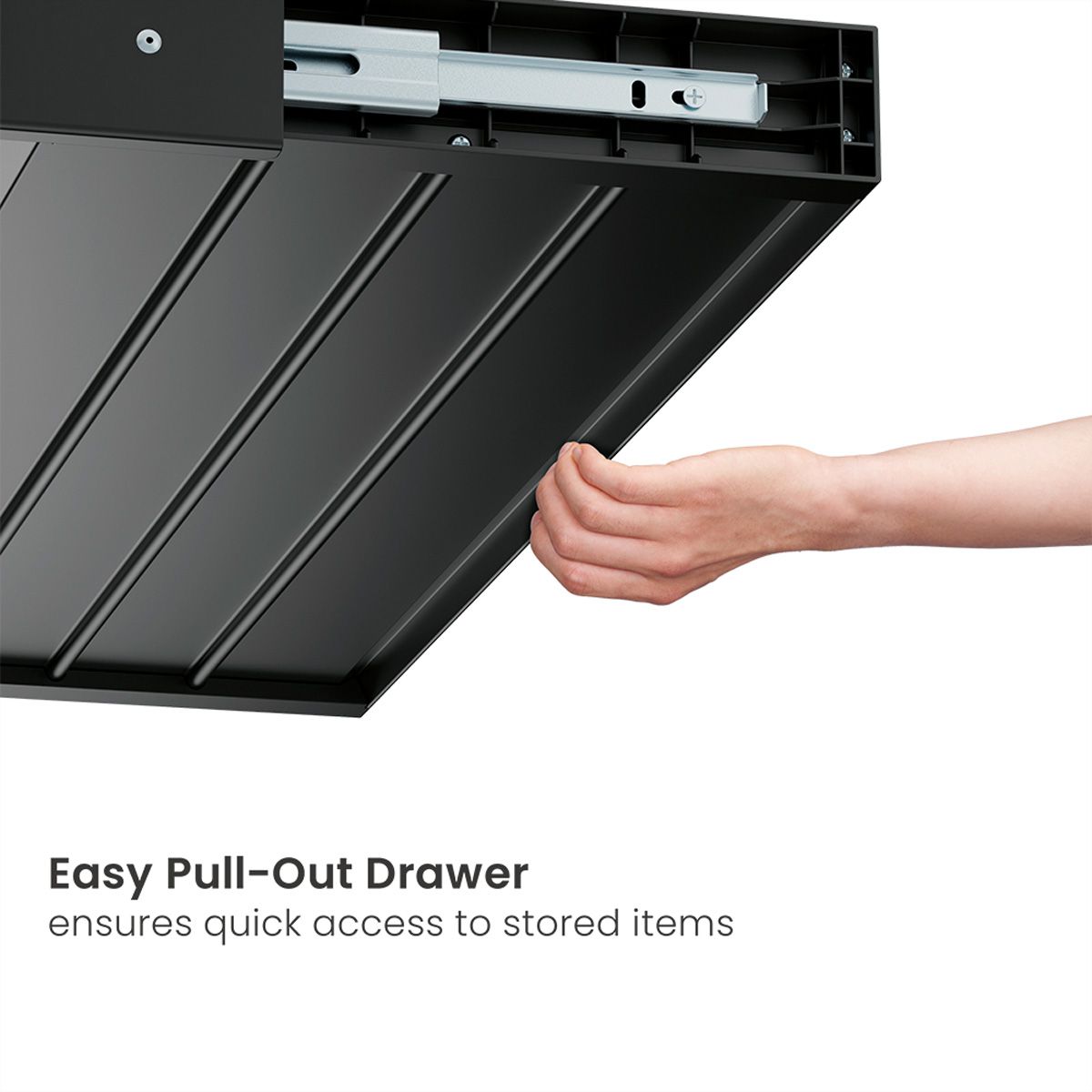 VALUE Ultra-Slim Underdesk Mount Storage Drawer, 420 mm width, black