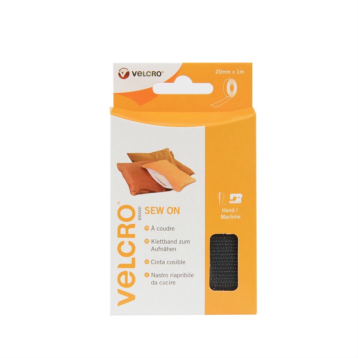 VELCRO® Klettband zum Aufnähen, Haken & Flausch 20mm x 1m Schwarz
