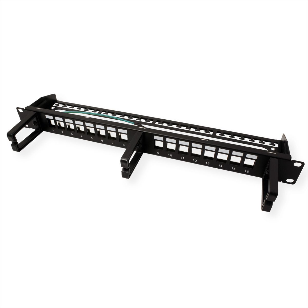 ROLINE 19" keystone patchpaneel, 16P, afgeschermd, zwart