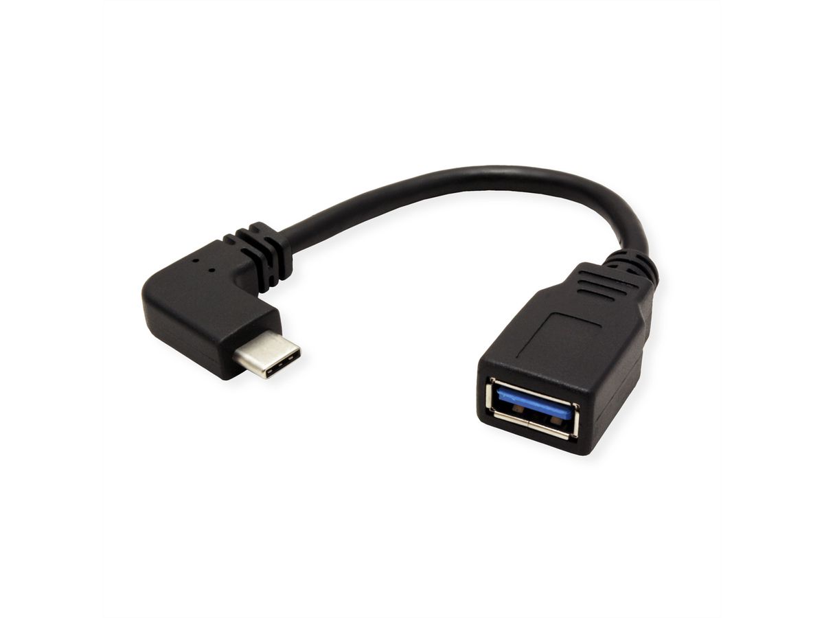 ROLINE USB 3.2 Gen 1 kabel Type C - Type A, Male/Female, OTG , zwart, 0,15 m