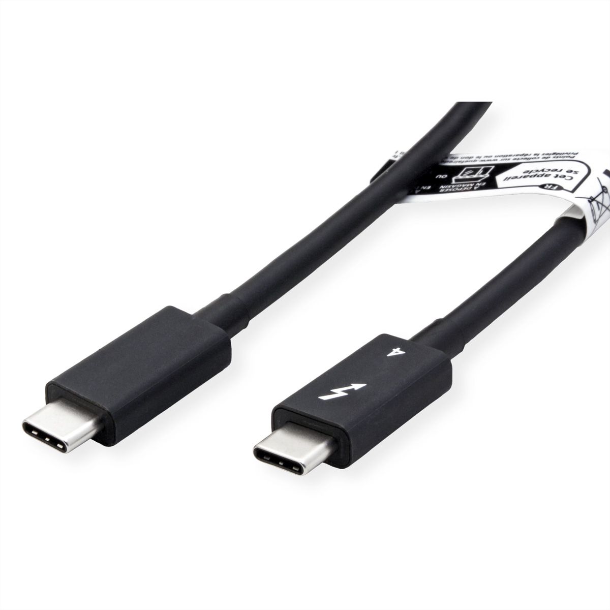 ROLINE Thunderbolt™ 4 Cable, C-C, M/M, 8K UHD-2, 40Gbit/s, 100W, passive, black, 1 m
