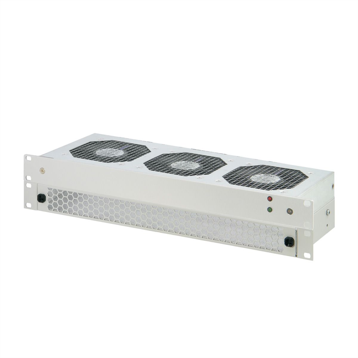 SCHROFF 1 U Luchtrooster voor 19" ventilatorkast, 3 ventilatoren, vooraan geperforeerd, 193 mm, RAL 9005