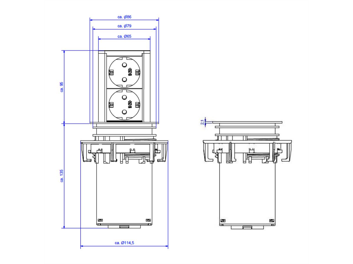 BACHMANN Elevator 2xCEE7/3, AEH, black, 2 m