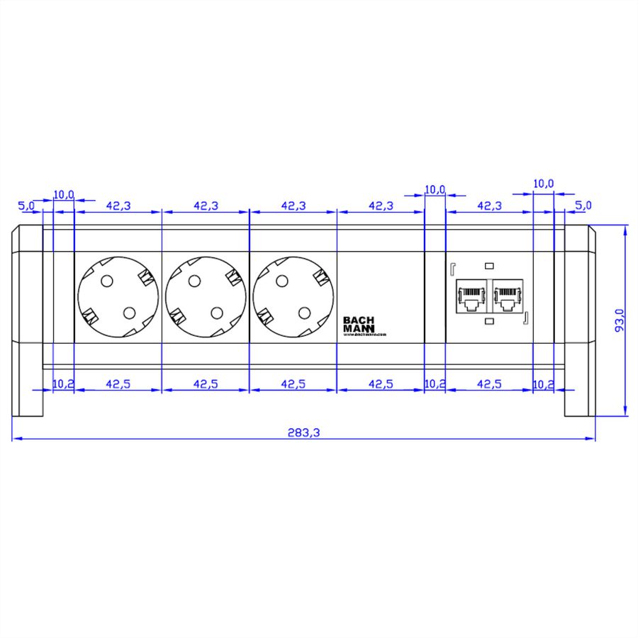 BACHMANN DESK 3x geaard contact, 2x CAT6