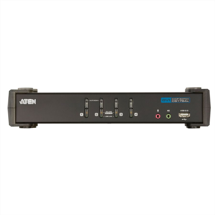 ATEN CS1764A KVM Switch DVI, USB, Audio, USB Hub, 4-Poorts