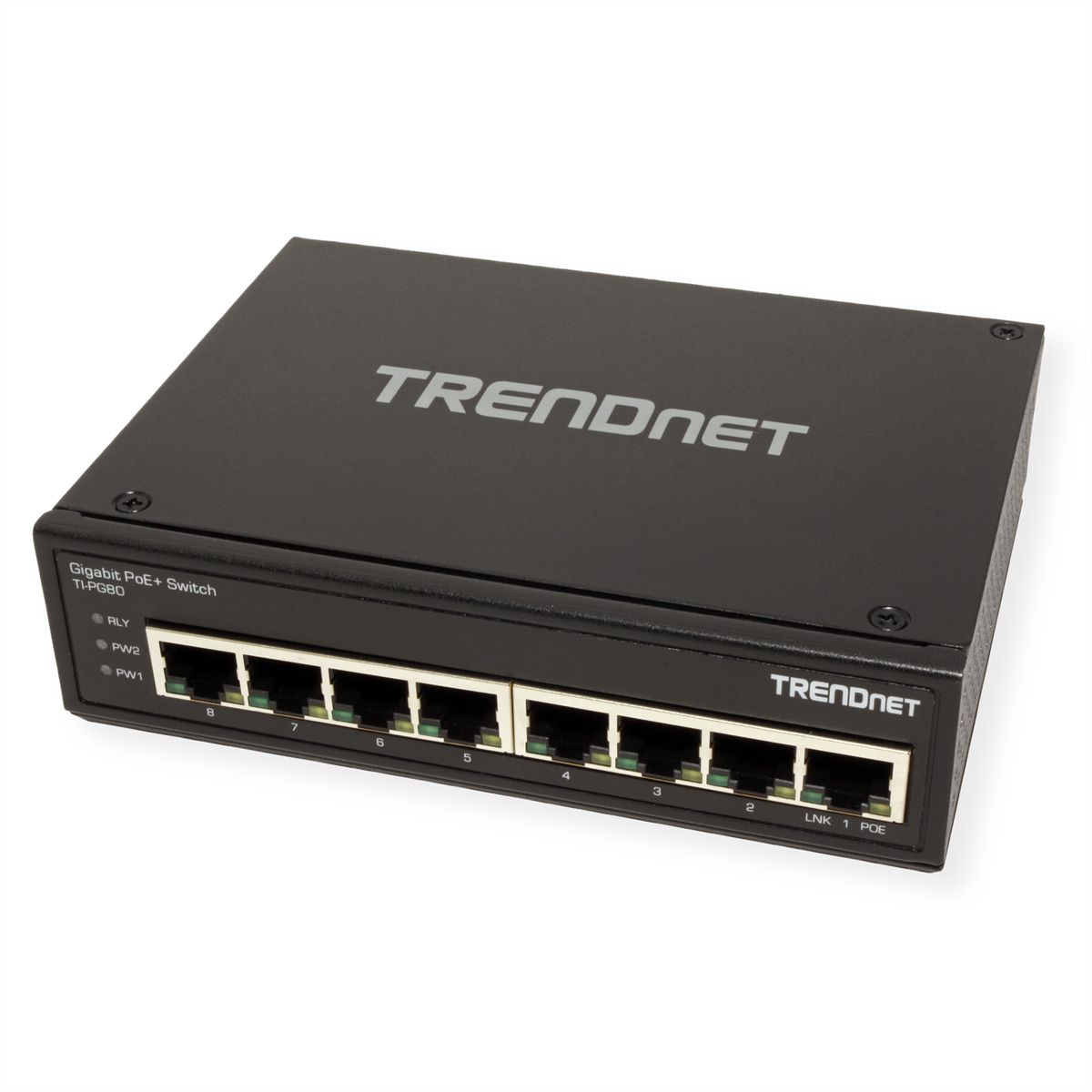 TRENDnet TI-PG80 8-Port Industrial Gigabit PoE+ DIN-Rail Switch