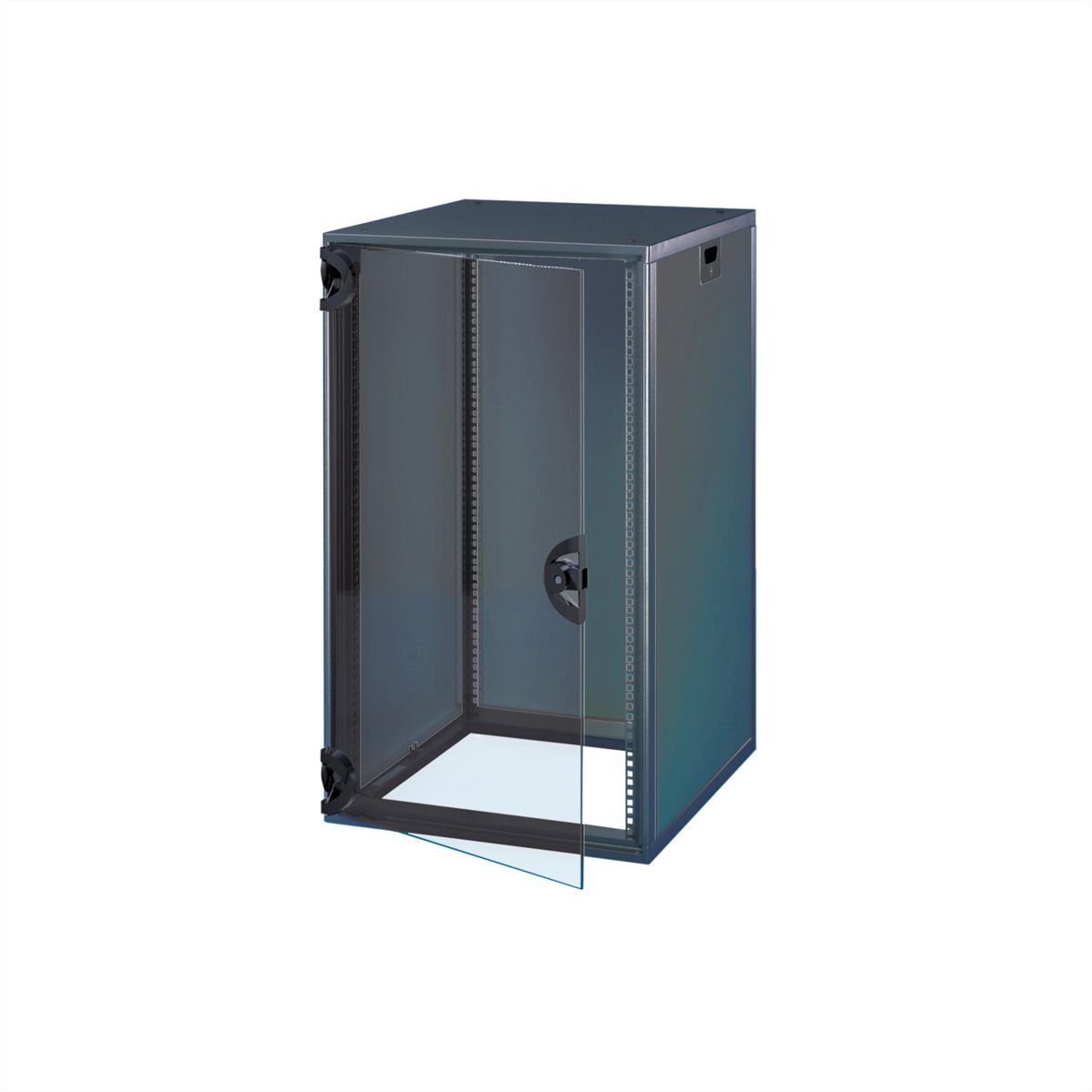 SCHROFF Novastar Cabinet With Glazed Door and Rear Panel, Slim-Line, RAL 7021, 767H 553W 600D