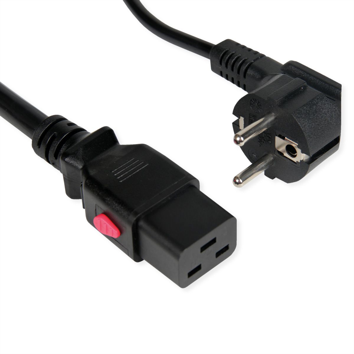 ROLINE Power Cord 3P German Connector CEE 7/7, IEC320 - C19 16A, Lockable, black, 1.8 m