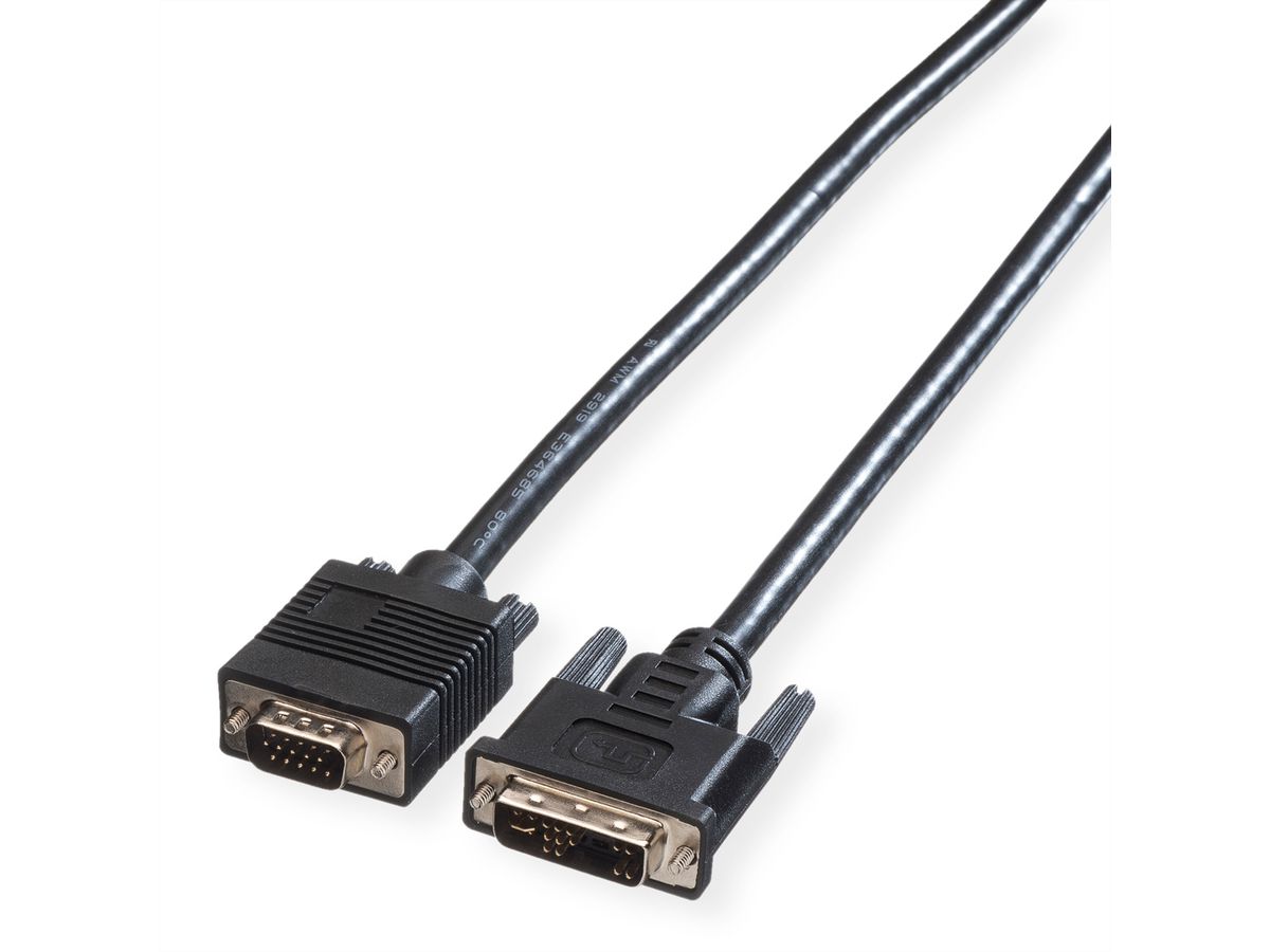 ROLINE DVI-VGA kabel, DVI (12+5) - HD15 M/M, 5 m