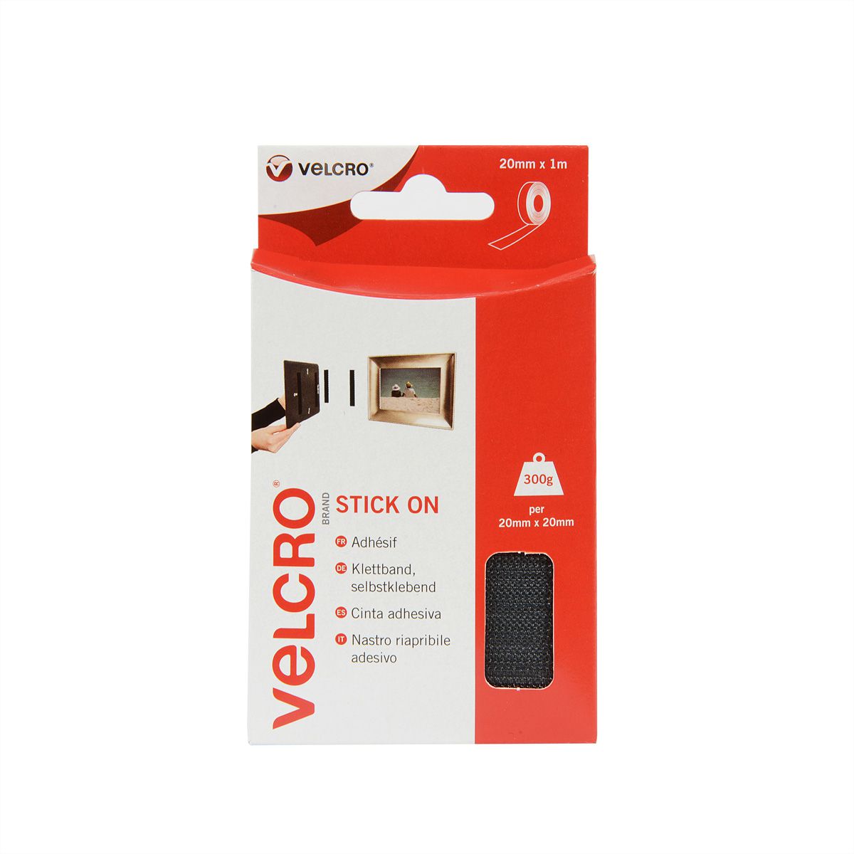 VELCRO® zelfklevend klittenband 20 mm x 1 m zwart