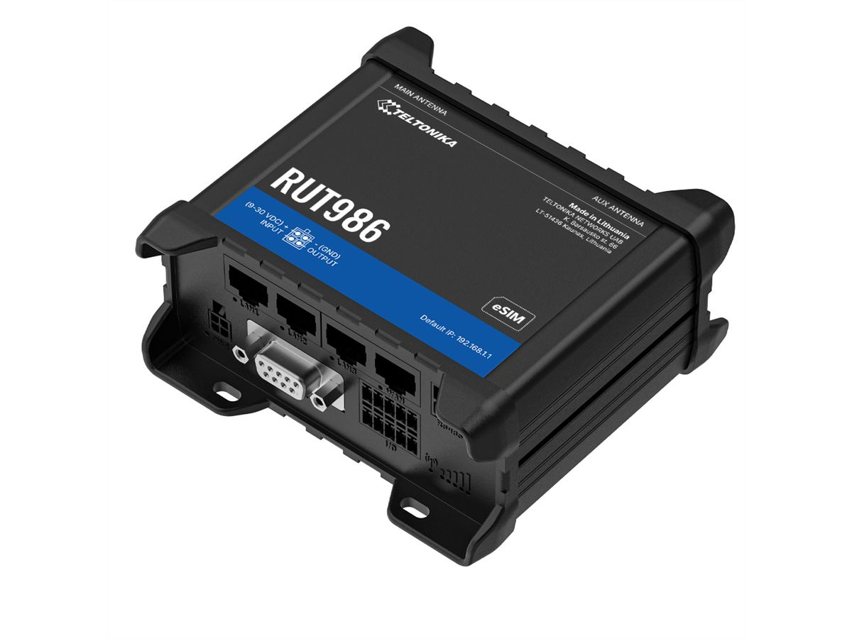 TELTONIKA RUT986 CAT4 LTE Router Dual SIM & eSIM, RS232/485