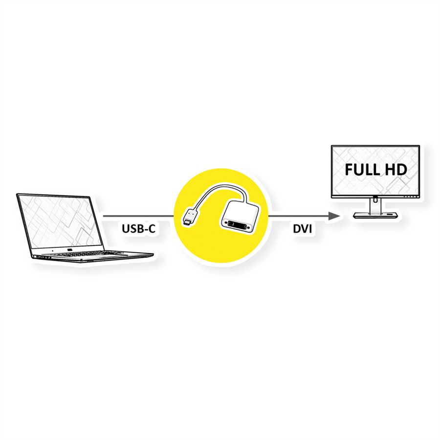 ROLINE Beeldscherm Adapter USB Type C - DVI