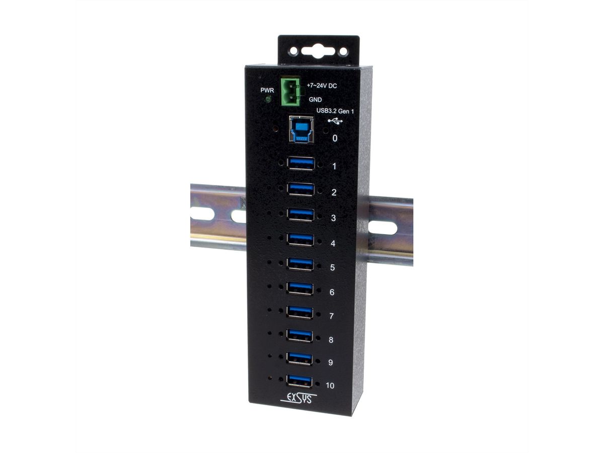 EXSYS EX-1580SHMVS Managed, Netzwerk-teilbarer 10-Port USB 3.2 Gen 1 Metall HUB, 15KV ESD Schutz