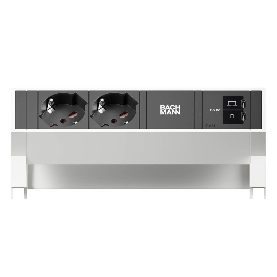 BACHMANN DESK2 2xP40 1xUSB C/C 65W, L=0.2m RAL9010