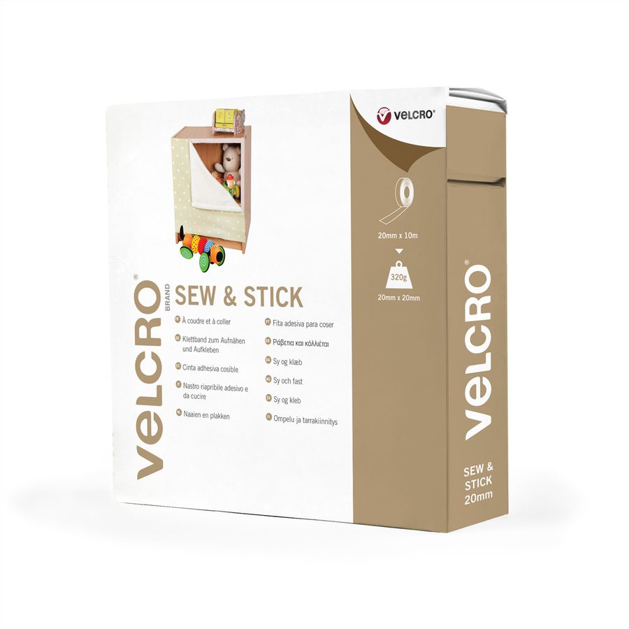 VELCRO® Sew & Stick klittenband met haken en lussen 20 mm x 10 m wit
