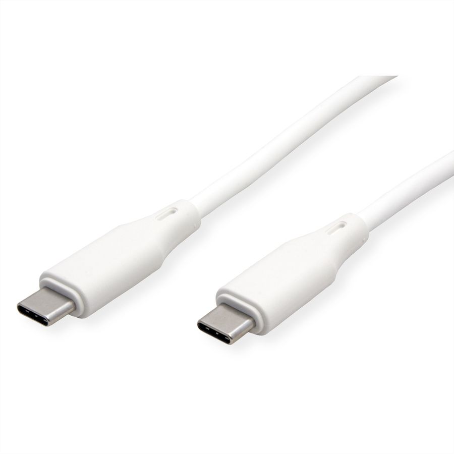 ROLINE USB 2.0 Cable, C–C, M/M, 60W, silicone, white, 1 m