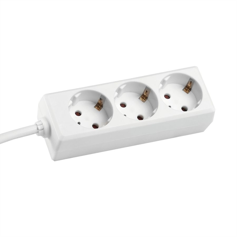BACHMANN SELLY socket strip 3x earthing contact, white, 3 m