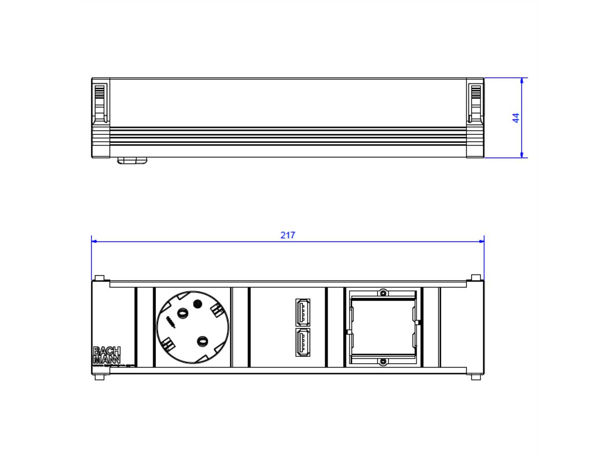 BACHMANN CONI Klein 1x Geaard stopcontact 1x USB oplader 1x ABD