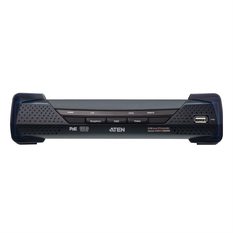 ATEN KE6912R DVI-D Dual Link KVM Over IP-extender met PoE ontvanger