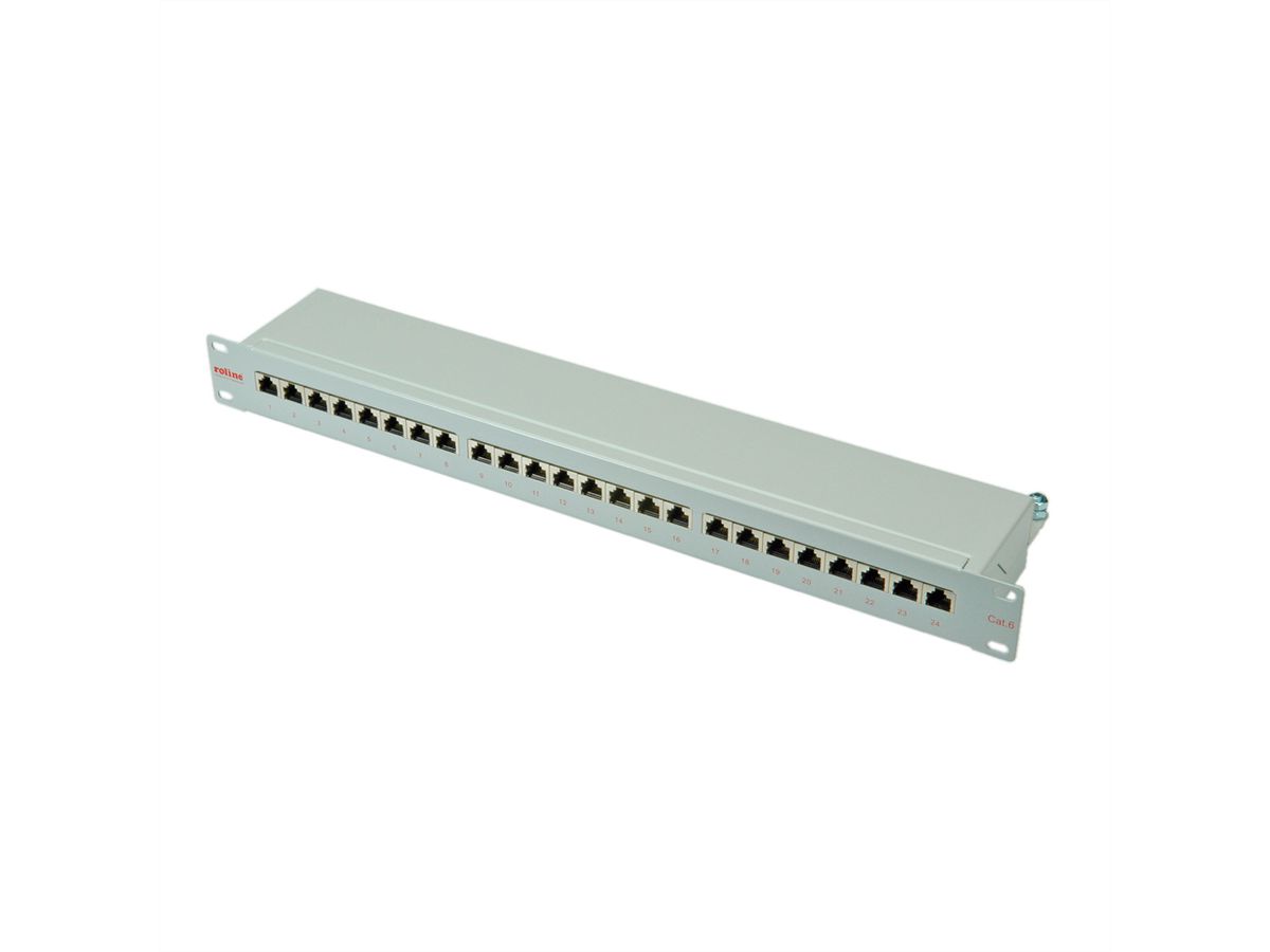 ROLINE Cat.6 (Class E) 19" Patch Panel, 24 Ports, STP, grey