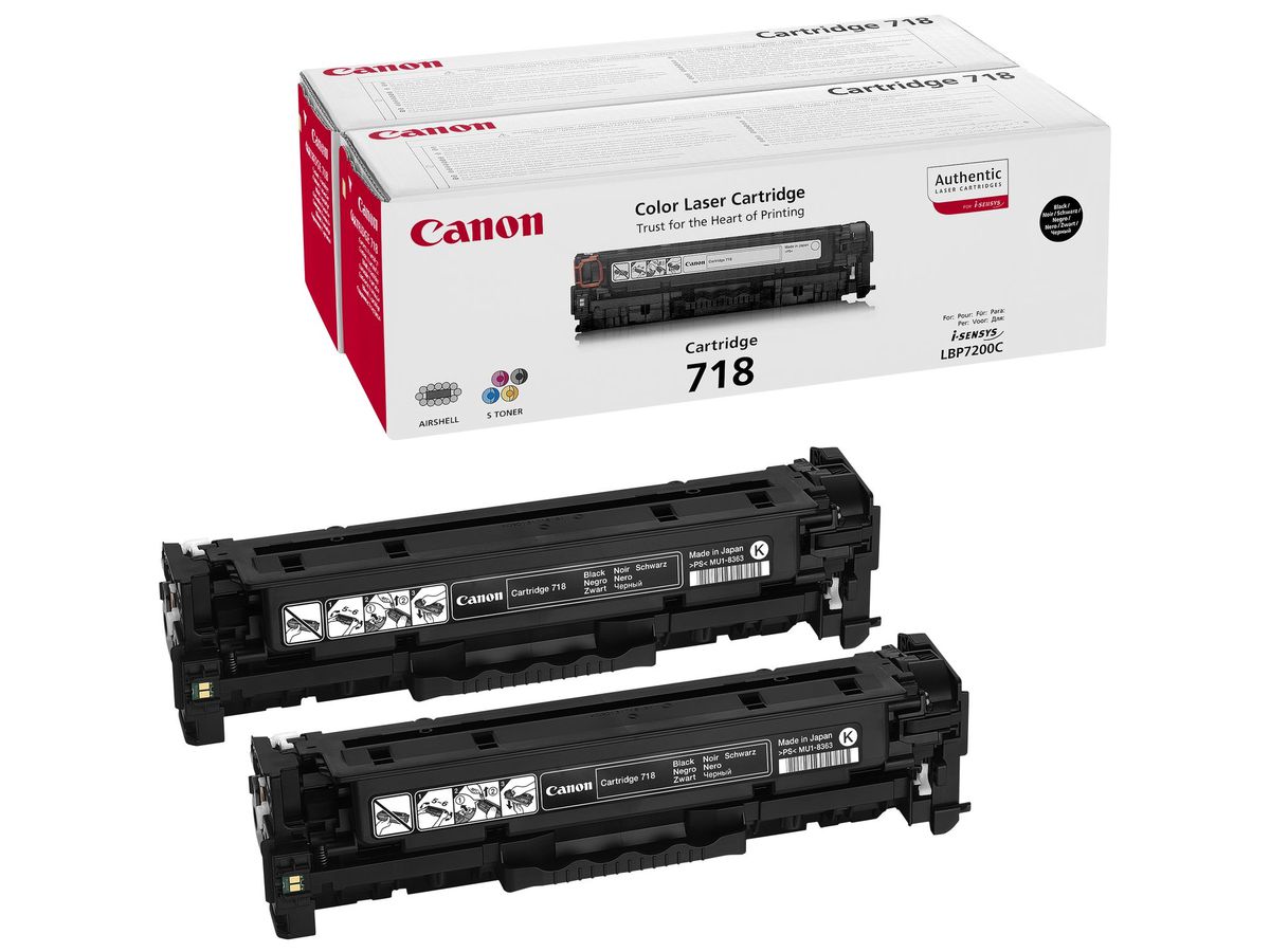 Canon CRG-718 Bk VP Origineel Zwart 2 stuk(s)