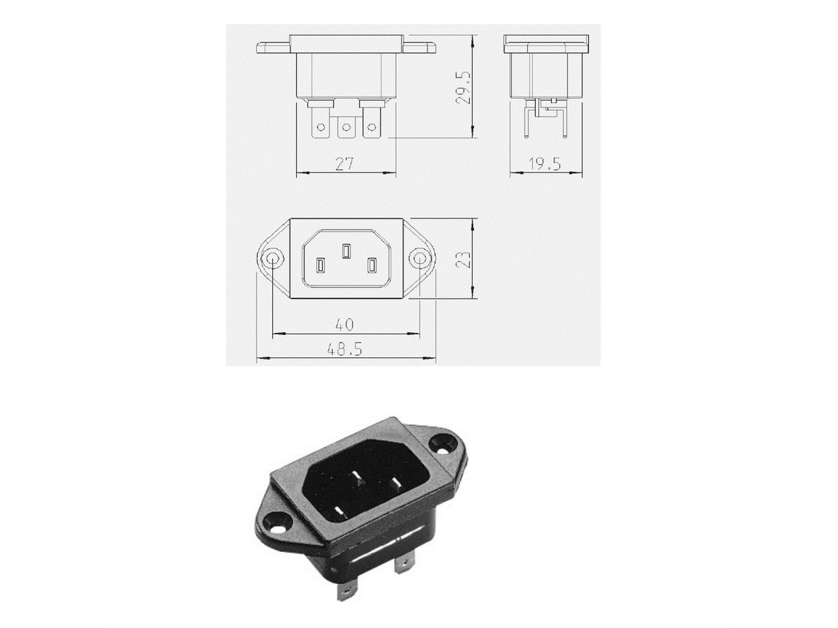 BACHMANN stekker voor koude apparaten IEC320 C14, zwart, schroefverbinding