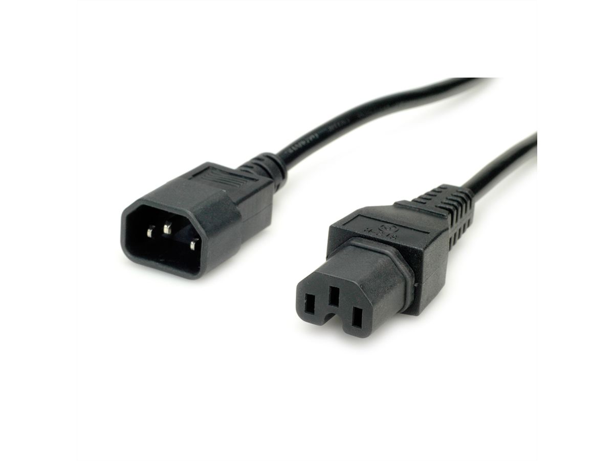 VALUE Power Cable IEC320/C14 Male - C15 Female, black, 1.8 m