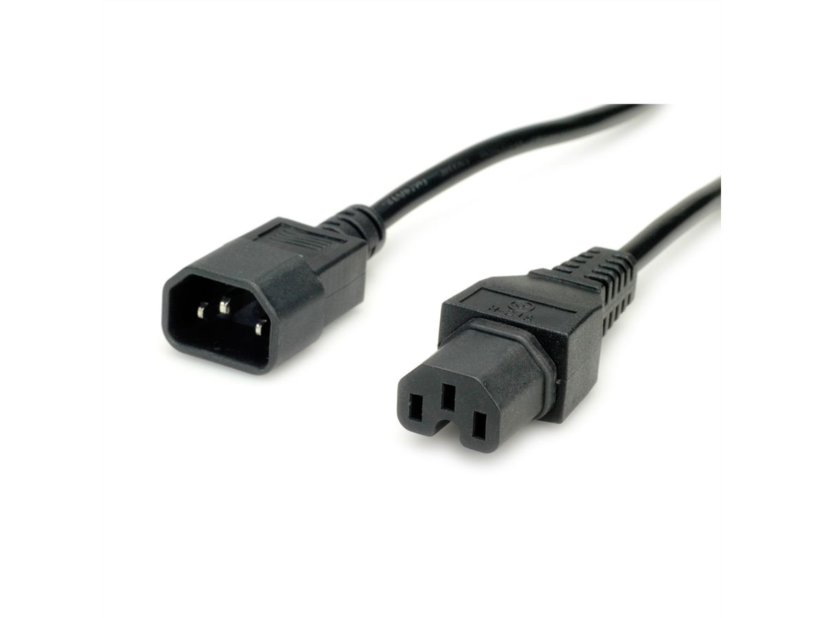 VALUE Power Cable IEC320/C14 Male - C15 Female, black, 1 m