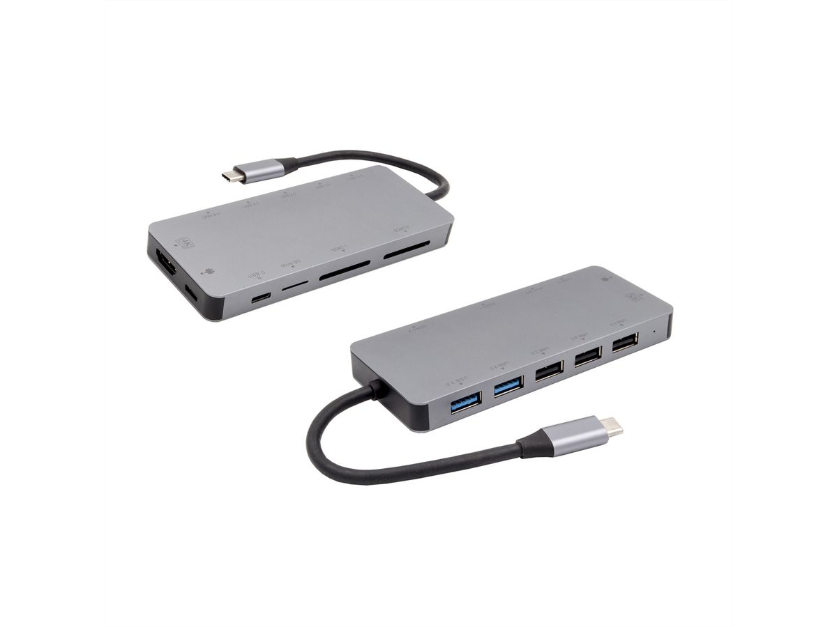 EXSYS EX-1221HM USB 3.2 Gen1 C-HUB 11 Ports für Notebook, Matebook und MacBook