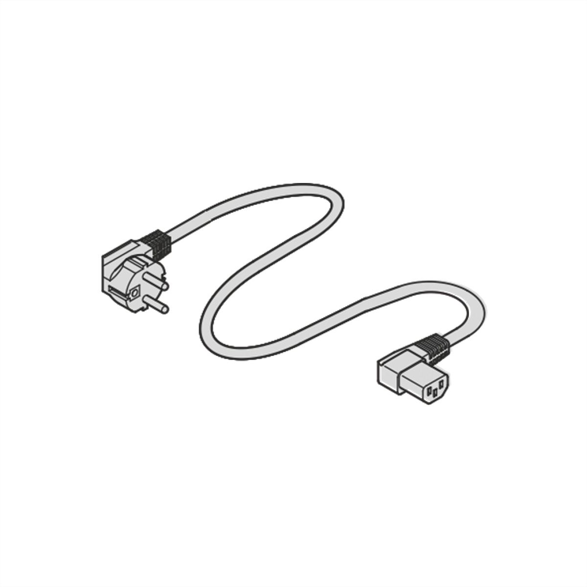 SCHROFF Mains Cable, SCHUKO/UTE to IEC C13-Angled, Grey