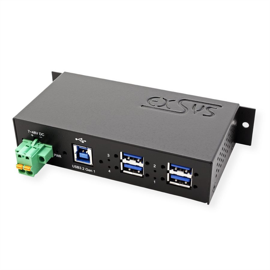 EXSYS EX-1185HMVS-2 4-Port Metall USB 3.2 Gen1 mit 15KV ESD Überspannungs-Schutz