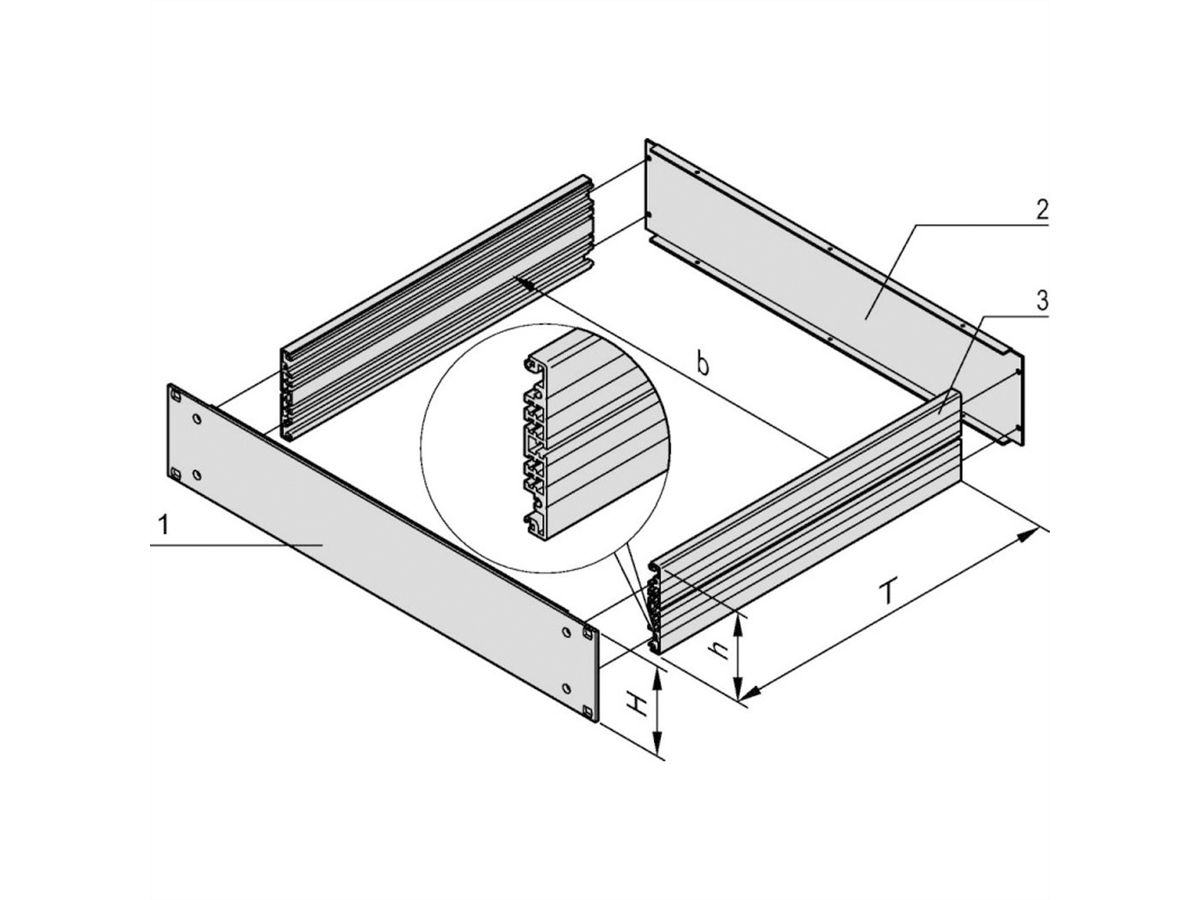 SCHROFF MultipacPRO 19" Chassis Basic Kit, 2 U, Depth 280 mm