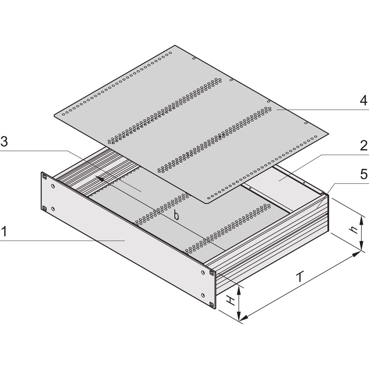 SCHROFF MultipacPRO 19" Chassis, Aluminum, for Eurocards Assembly, 1 U, 220 mm