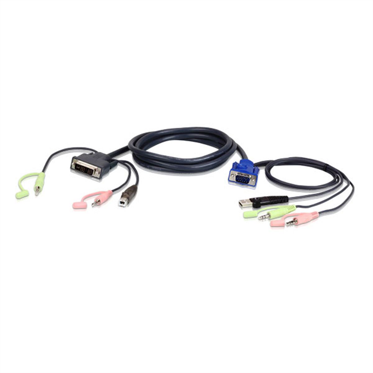 ATEN 2L-7DX3U KVM-Kabel VGA zu DVI 3m, schwarz, 3 m