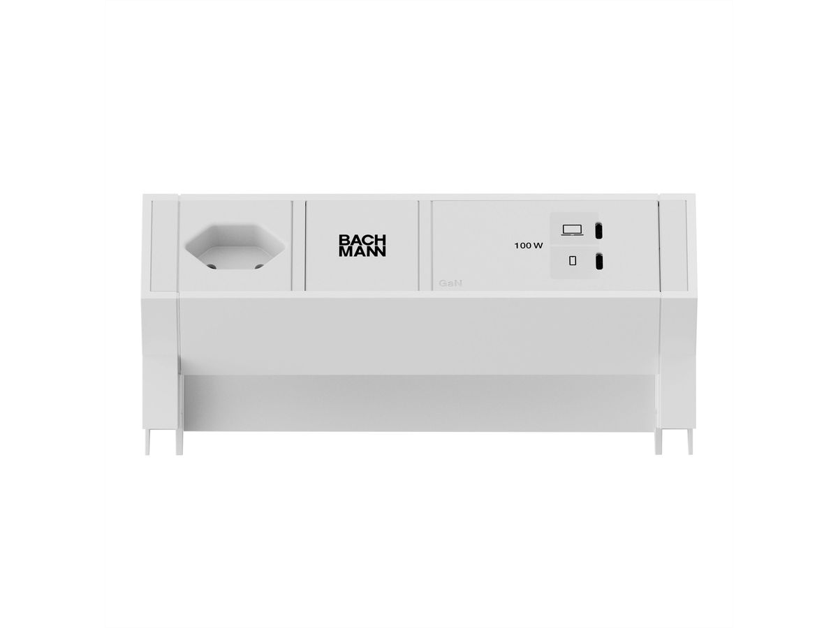 BACHMANN DESK2 white 1xCH 90°, 1x USB C/C 100W L=0.2m RAL9010