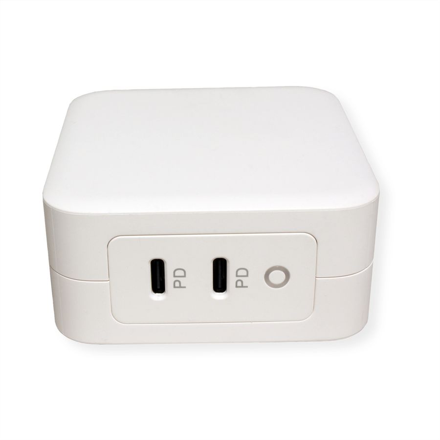 ROLINE USB Oplader met Eurostekker, 2 poorten (2x Type-C PD), GaN, 100W