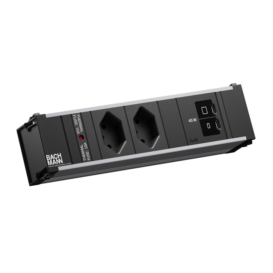 BACHMANN CONI S 2xCH 0° 1xUSB C/C 45W, L=0.2m