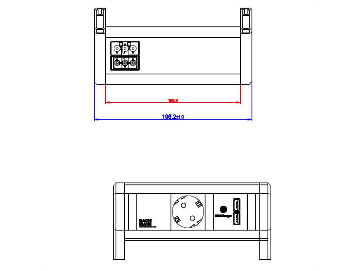BACHMANN DESK 1x earthing contact 1x USB charger