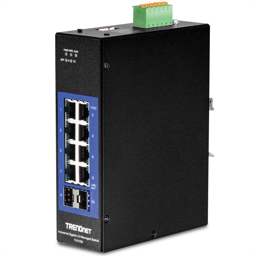 TRENDnet TI-G102i DIN-Rail Switch 10-poorts Industriële Gigabit L2