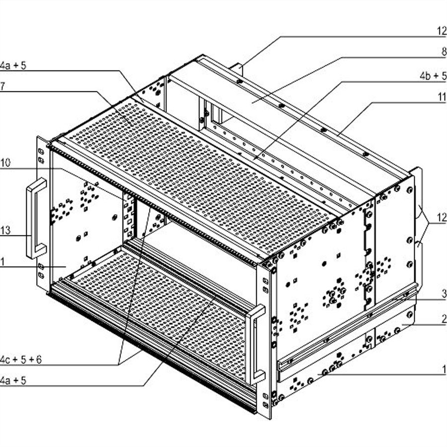 SCHROFF EuropacPRO 19" moduledrager voor rail, afgeschermd, SNCF, CompactPCI, 6 HE, 84 PK, 320 mm
