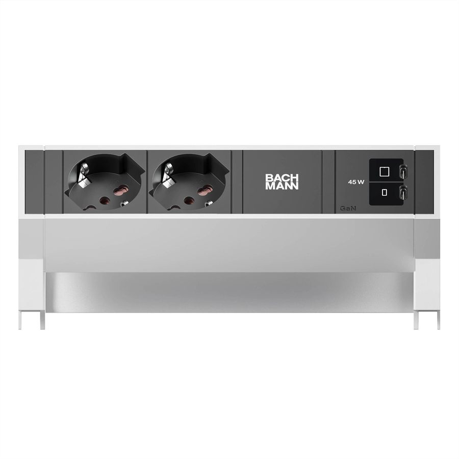 BACHMANN DESK2 2xP40 1xUSB C/C 45W, L=0,2m INOX