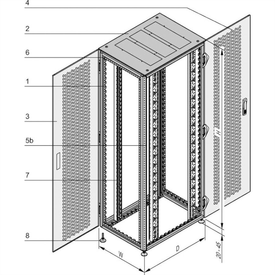 SCHROFF VARISTAR server enclosure 42 U, 2000x800x1000mm, without plinth, RAL7035
