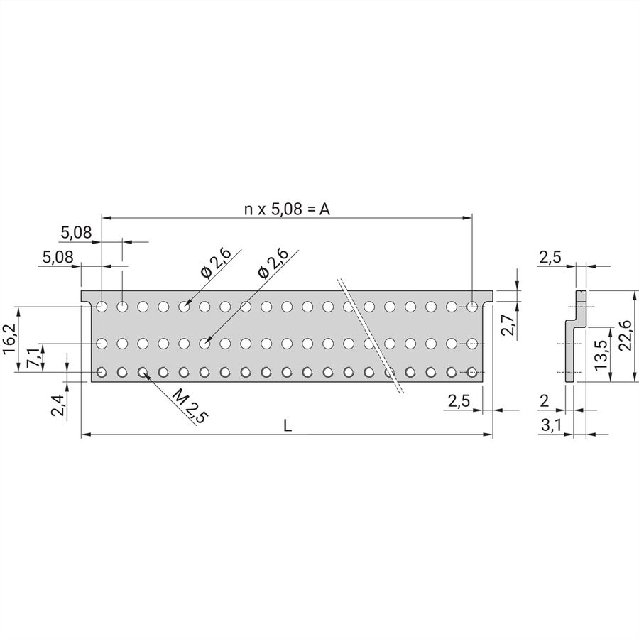 SCHROFF Z-Rail for Connector, EN 60603-2, 40 HP
