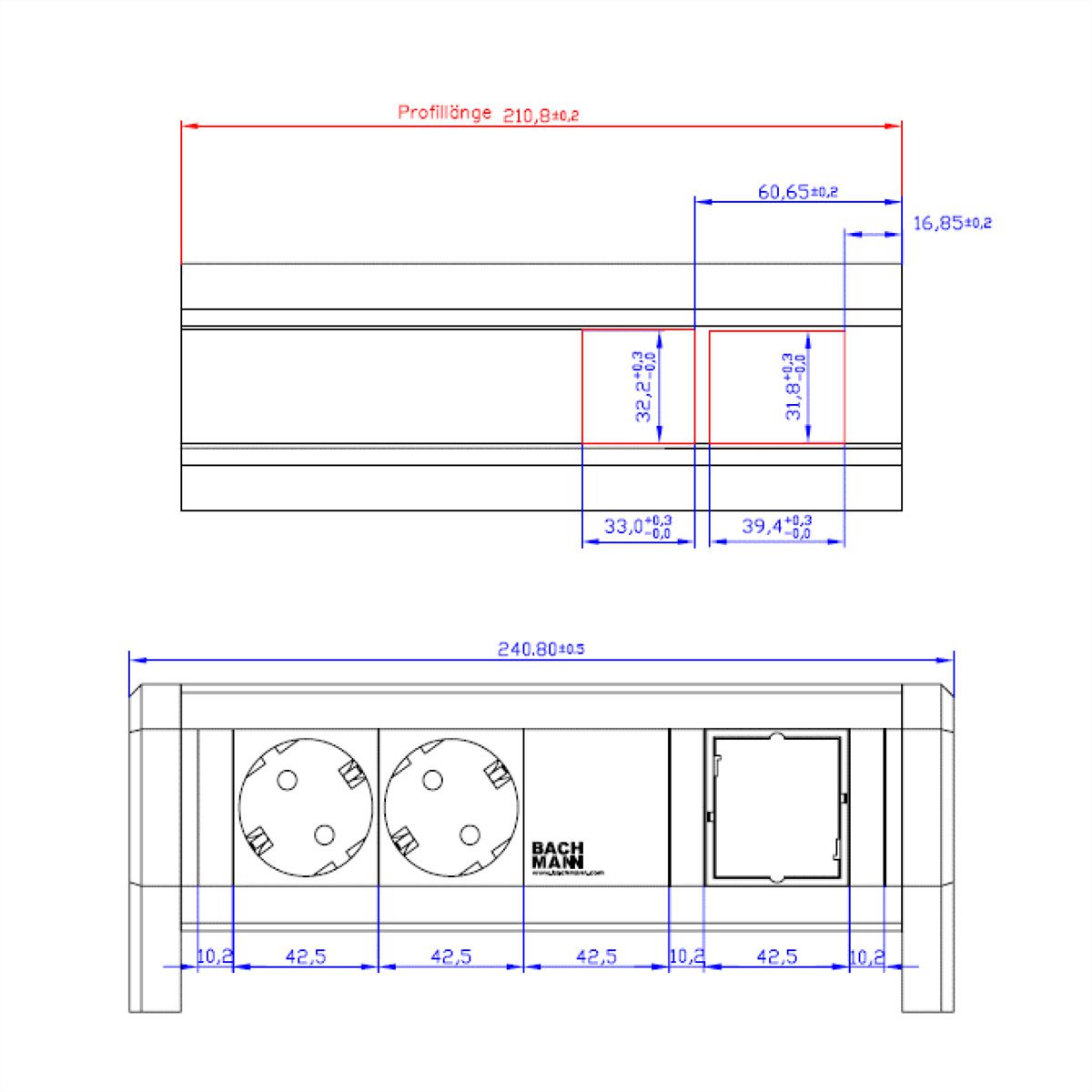BACHMANN DESK 2xCEE7/3 1xCM GST18, black